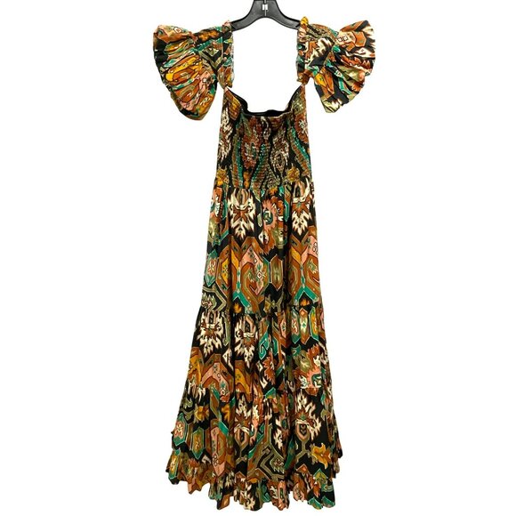Love The Label Marrakech Cotton Poplin Smocked Maxi Dress Off-Shoulder Small NWT - Picture 3 of 6
